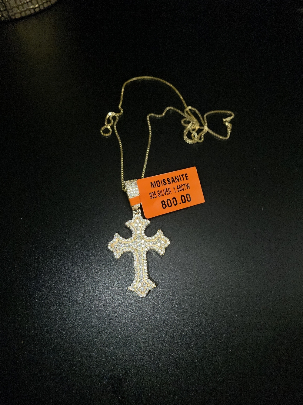 Moissanite Cross Pendant Necklace – 925 Silver, 20-Inch Chain - Picture 6 of 7